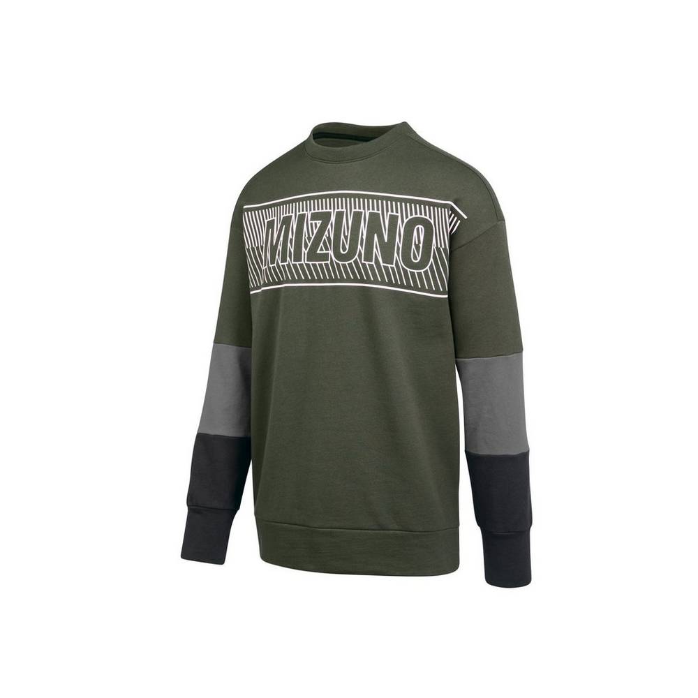 Tops Mizuno MZ1 Tokyo Fleece Crew Para Mujer Verdes/Negros 0496278-GP